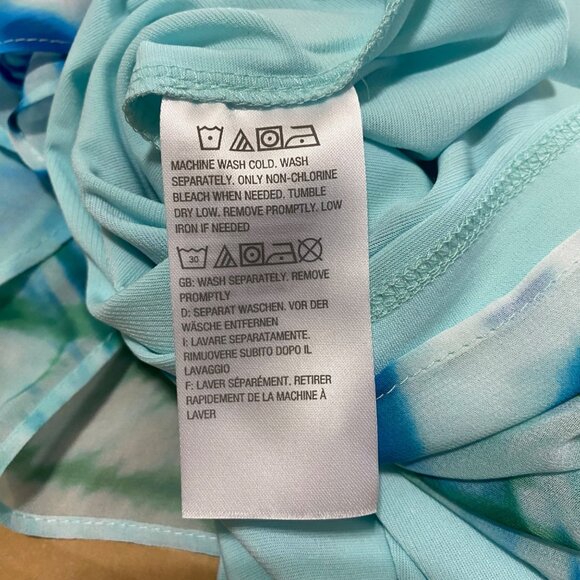 Dennis Basso Blouse Size 18W One Shoulder Asymmetrical Top Blue Green Flowy Chic - Picture 5 of 11